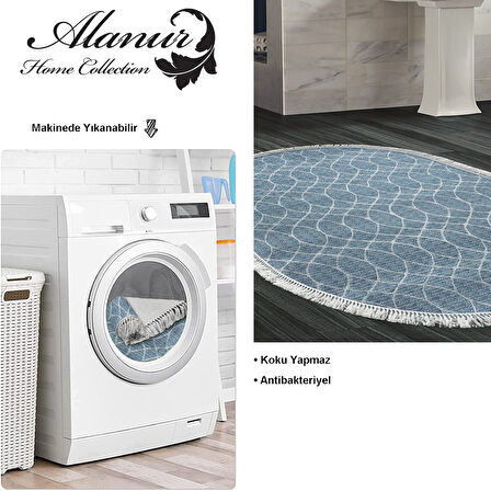 Dekoreko Kaymaz Taban Djt Banyo Halısı Trend Saçaklı Oval İskandinav F5084