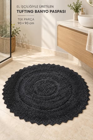 Alanur Bodrum Tufting Cotton Pamuklu El Işi Örgülü 90 x 90 cm Paspas 110