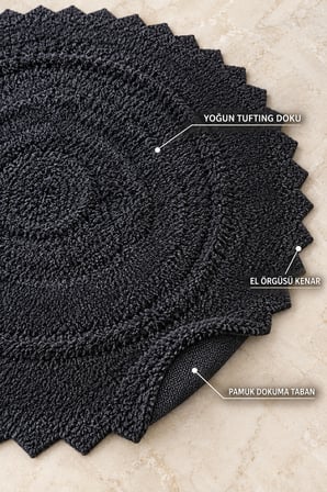 Alanur Bodrum Tufting Cotton Pamuklu El Işi Örgülü 90 x 90 cm Paspas 110