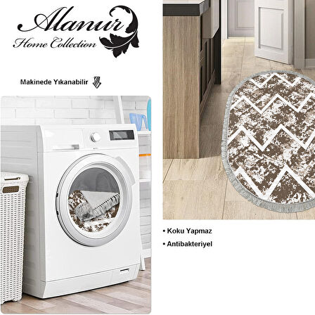 Dekoreko Kaymaz Taban Djt Mutfak Halısı Trend Saçaklı Oval İskandinav F5128