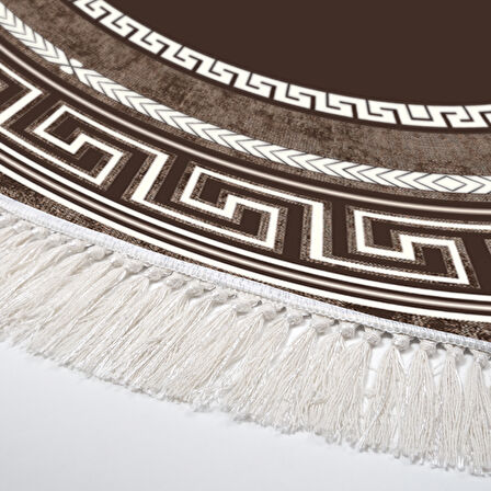 Dekoreko Kaymaz Taban Djt Salon Halısı Star Pamuk Saçaklı Yuvarlak Modern 651M