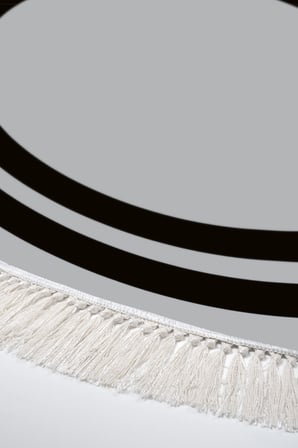 Dijital Baskılı Yuvarlak Salon Halısı | Kaymaz Yıkanabilir | Keçe Taban Saçaklı | Geometrik | 1696