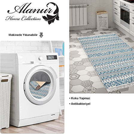 Dekoreko Kaymaz Taban Djt Mutfak Halısı Yıldız Deri Saçaklı İskandinav F5082