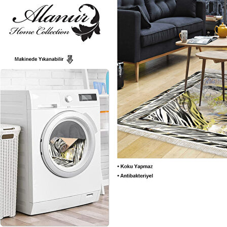 Dekoreko Kaymaz Taban Djt Salon Halısı Yıldız Deri Saçaklı Modern 728