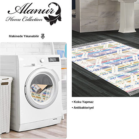 Dekoreko Kaymaz Taban Djt Banyo Halısı Yıldız Deri Saçaklı İskandinav F5014