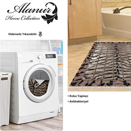 Dekoreko Kaymaz Taban Djt Banyo Halısı Trend Saçaklı Modern 1906