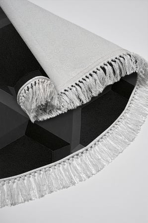 Kaymaz Dijital Mutfak & Salon Halı Trend Saçaklı Yuvarlak Geometrik E5016