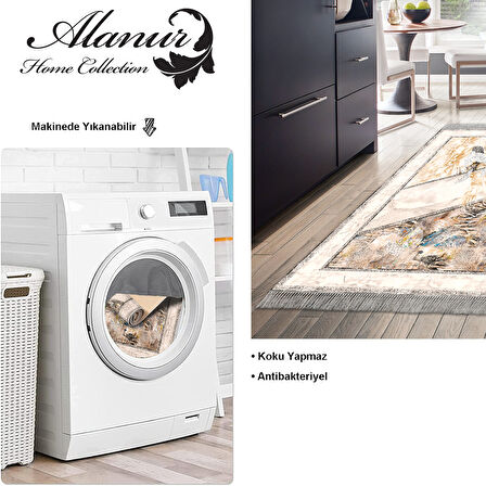 Dekoreko Kaymaz Taban Djt Mutfak Halısı Yıldız Deri Saçaklı Modern 729