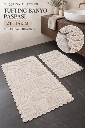 Alanur Bodrum Tufting Cotton Pamuklu El Işi Örgülü 2 li Paspas 113
