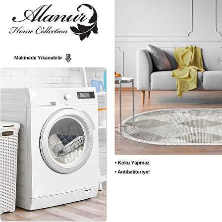 Dekoreko Kaymaz Taban Djt Salon Halısı Star Pamuk Saçaklı Oval İskandinav F5131