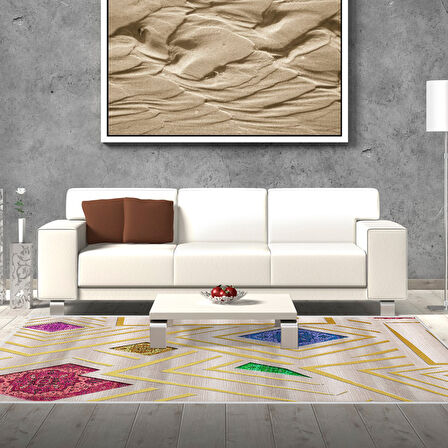 Dekoreko Kaymaz Taban Djt Salon Halısı Star Pamuk Modern P1337