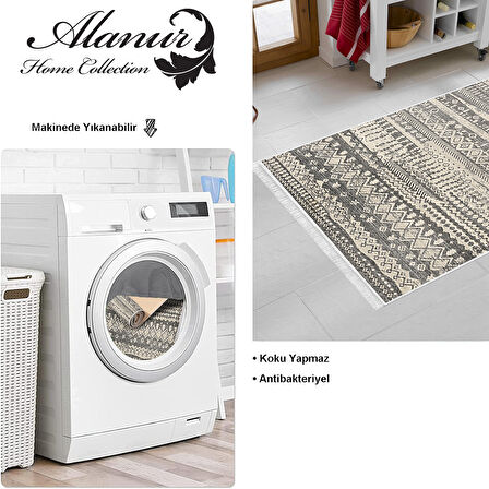 Dekoreko Kaymaz Taban Djt Mutfak Halısı Yıldız Deri Saçaklı İskandinav Al1104