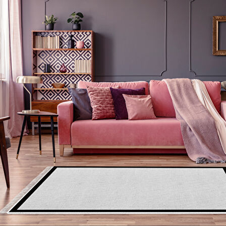 Alanur Home Kaymaz Taban Djt Banyo Mutfak Salon Halı Yıldız Deri Saçaklı Dokuma Desen E5001