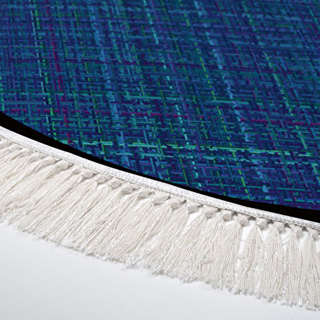 Alanur Home Kaymaz Taban Djt Banyo Mutfak Salon Halı Yıldız Deri Saçaklı Yuvarlak Dokuma Desen E5007