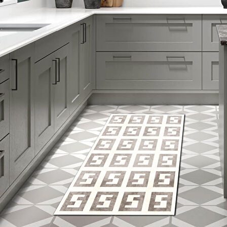 Dekoreko Kaymaz Taban Djt Mutfak Halısı Yıldız Deri Modern 606M