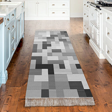 Dekoreko Kaymaz Taban Djt Mutfak Halısı Star Pamuk Saçaklı Modern Mu113