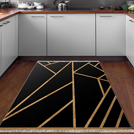Dekoreko Kaymaz Taban Djt Mutfak Halısı Yıldız Deri Saçaklı Modern 686M