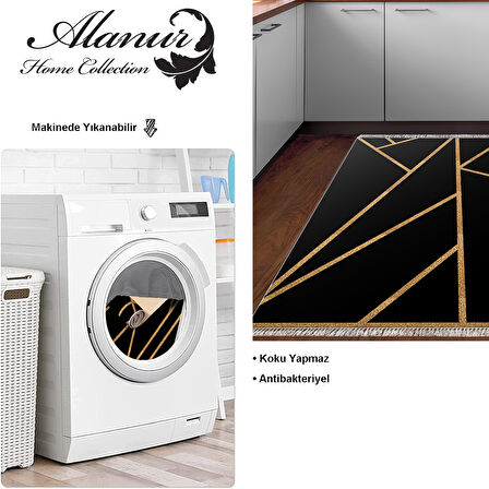 Dekoreko Kaymaz Taban Djt Mutfak Halısı Yıldız Deri Saçaklı Modern 686M