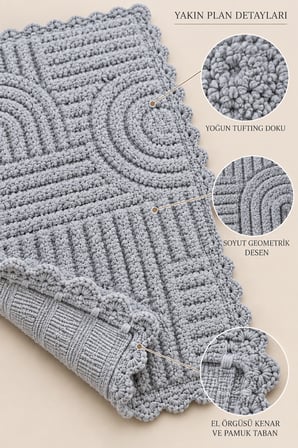 Alanur Bodrum Tufting Cotton Pamuklu El Işi Örgülü Paspas 113 (70 x 120 cm)