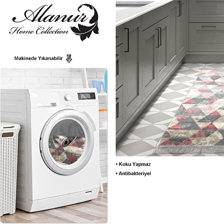 Dekoreko Kaymaz Taban Djt Mutfak Halısı Star Pamuk Saçaklı İskandinav 661M