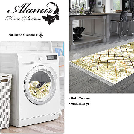 Dekoreko Kaymaz Taban Djt Mutfak Halısı Star Pamuk Saçaklı Modern M5026