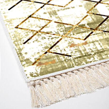 Dekoreko Kaymaz Taban Djt Mutfak Halısı Star Pamuk Saçaklı Modern M5026