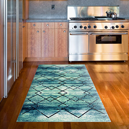 Dekoreko Kaymaz Taban Djt Mutfak Halısı Yıldız Deri Modern M5006