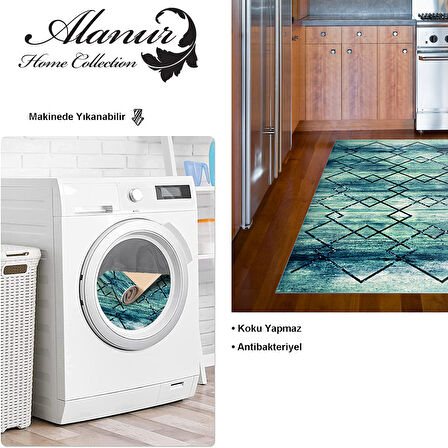 Dekoreko Kaymaz Taban Djt Mutfak Halısı Yıldız Deri Modern M5006