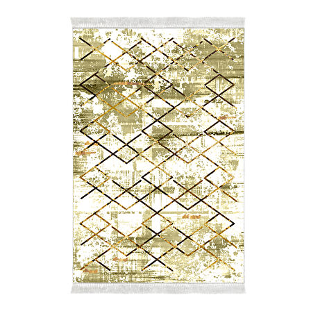 Dekoreko Kaymaz Taban Djt Salon Halısı Star Pamuk Saçaklı Modern M5026