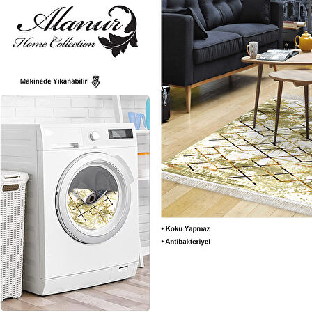 Dekoreko Kaymaz Taban Djt Salon Halısı Star Pamuk Saçaklı Modern M5026