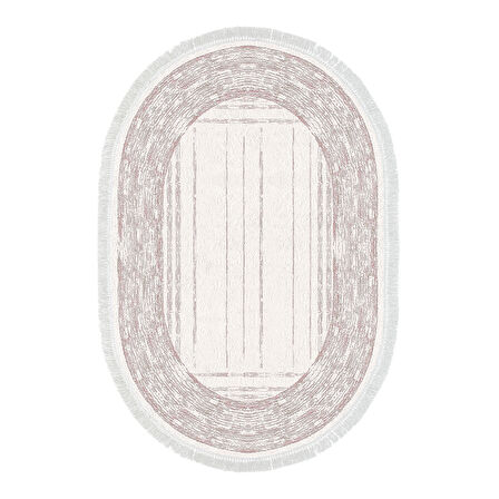 Dekoreko Kaymaz Taban Djt Mutfak Halısı Star Pamuk Saçaklı Oval Modern M5076