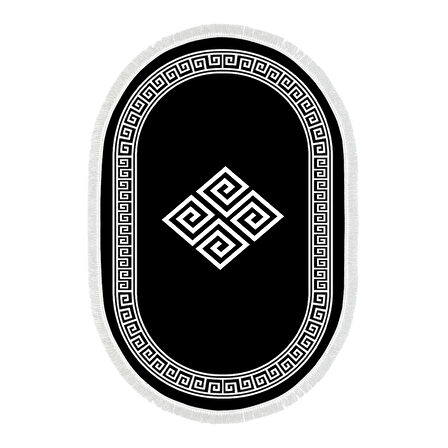 Dekoreko Kaymaz Taban Djt Banyo Halısı Yıldız Deri Saçaklı Oval Modern 656M