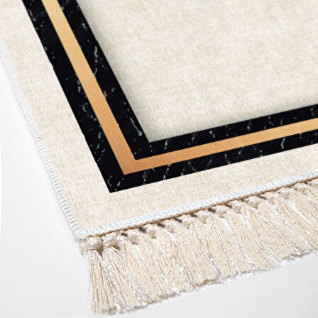 Dekoreko Kaymaz Taban Djt Salon Halısı Star Pamuk Saçaklı Modern F5006