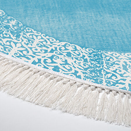 Dekoreko Kaymaz Taban Djt Salon Halısı Star Pamuk Saçaklı Yuvarlak Modern 1460