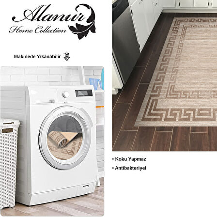 Dekoreko Kaymaz Taban Djt Mutfak Halısı Yıldız Deri Modern F5036