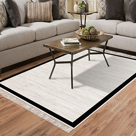 Alanur Home Kaymaz Taban Djt Banyo Mutfak Salon Halı  Trend Saçaklı Dokuma Desen E5001