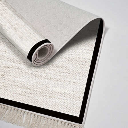 Alanur Home Kaymaz Taban Djt Banyo Mutfak Salon Halı  Trend Saçaklı Dokuma Desen E5001