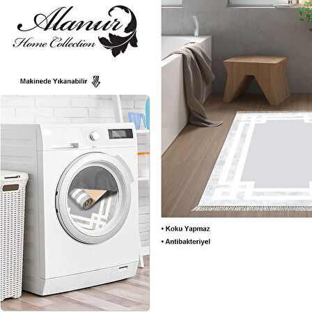 Dekoreko Kaymaz Taban Djt Banyo Halısı Yıldız Deri Saçaklı Modern 657M