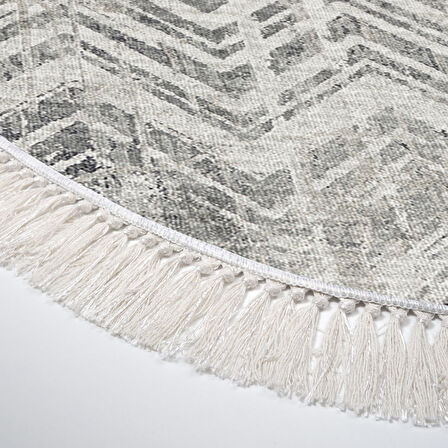 Dekoreko Kaymaz Taban Djt Banyo Halısı Trend Saçaklı Oval İskandinav F5083