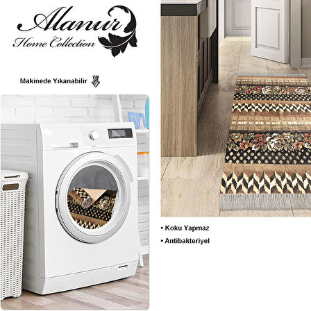 Dekoreko Kaymaz Taban Djt Mutfak Halısı Yıldız Deri Saçaklı Modern Mu127