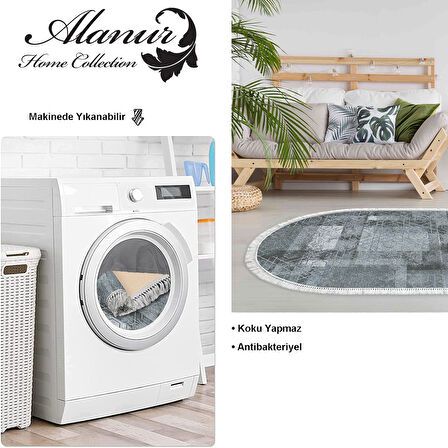 Dekoreko Kaymaz Taban Djt Salon Halısı Yıldız Deri Saçaklı Oval İskandinav F5132