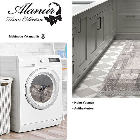 Dekoreko Kaymaz Taban Djt Mutfak Halısı Star Pamuk Saçaklı İskandinav F5132