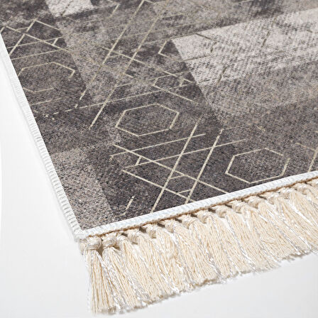 Dekoreko Kaymaz Taban Djt Mutfak Halısı Star Pamuk Saçaklı İskandinav F5132