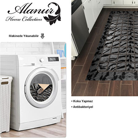 Dekoreko Kaymaz Taban Djt Mutfak Halısı Yıldız Deri Modern 1906