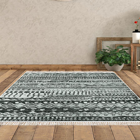 Dekoreko Kaymaz Taban Djt Salon Halısı Trend Saçaklı İskandinav F5080