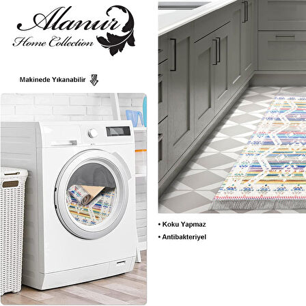 Dekoreko Kaymaz Taban Djt Mutfak Halısı Yıldız Deri Saçaklı İskandinav F5014