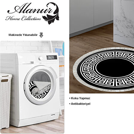 Dekoreko Kaymaz Taban Djt Mutfak Halısı Trend Saçaklı Yuvarlak Modern 608M