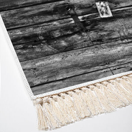 Dekoreko Kaymaz Taban Djt Salon Halısı Yıldız Deri Saçaklı Modern Mu136