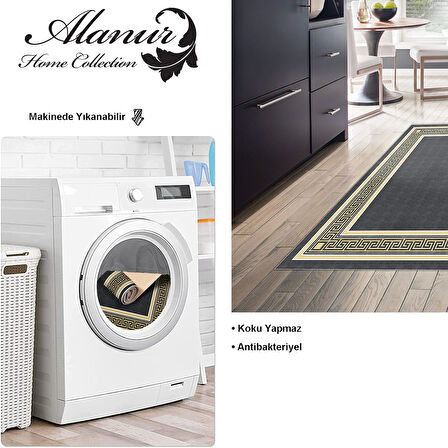 Dekoreko Kaymaz Taban Djt Mutfak Halısı Yıldız Deri Modern M5140