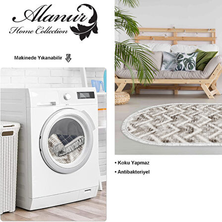 Dekoreko Kaymaz Taban Djt Salon Halısı Star Pamuk Saçaklı Oval İskandinav F5124